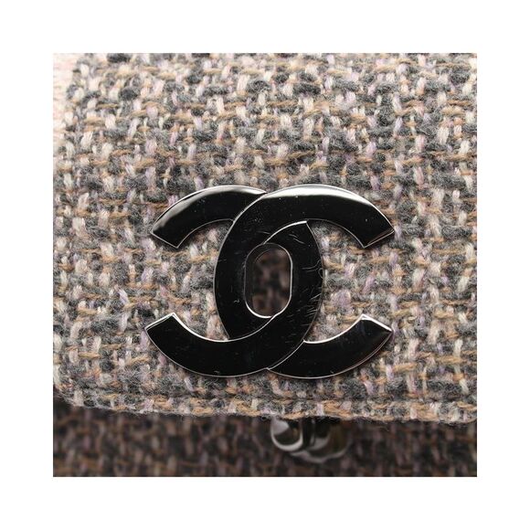 Pre Loved Chanel Tweed Chain Shoulder Bag Women Gray - Picture 7 of 8